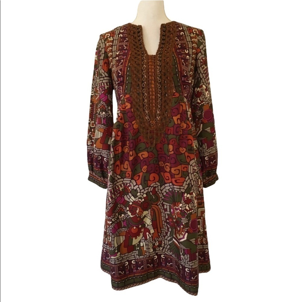 Nicole‎ Miller Collection 100% Silk Wallpaper Print Dress